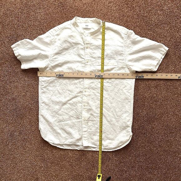 Uniglo Shirt Men’s Lg Short Sleeve Button Up Off white  Preppy - Picture 7 of 7